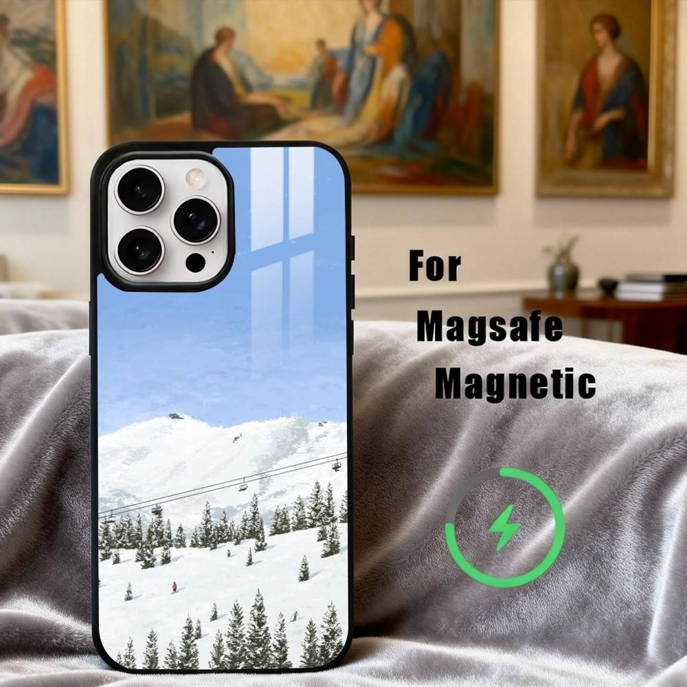 S-Snow Mountain S-Skiing Ski  Phone Case For iPhone 17,16,15,14,13,12,Plus,Pro,Max for Magsafe Magnetic Wireless Charging