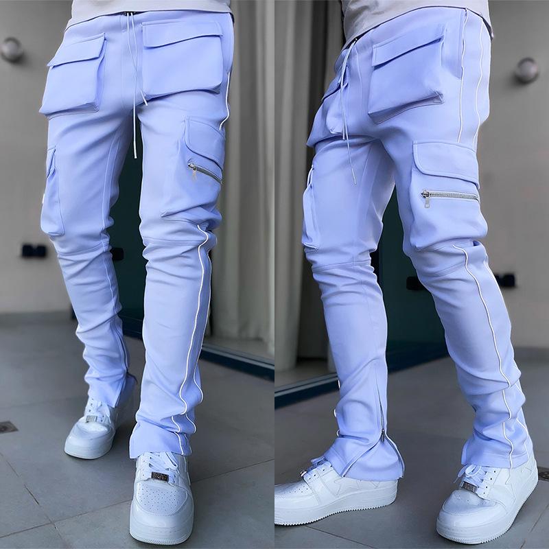 Men's Spring and Autumn Casual Straight-Leg Cargo Pants with Multiple Pockets