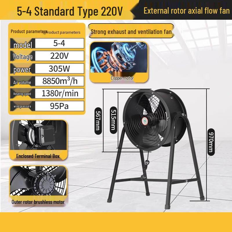 CHUGOUXIANG Square External Rotor Axial Flow Exhaust Fan CN plug (adapter included)