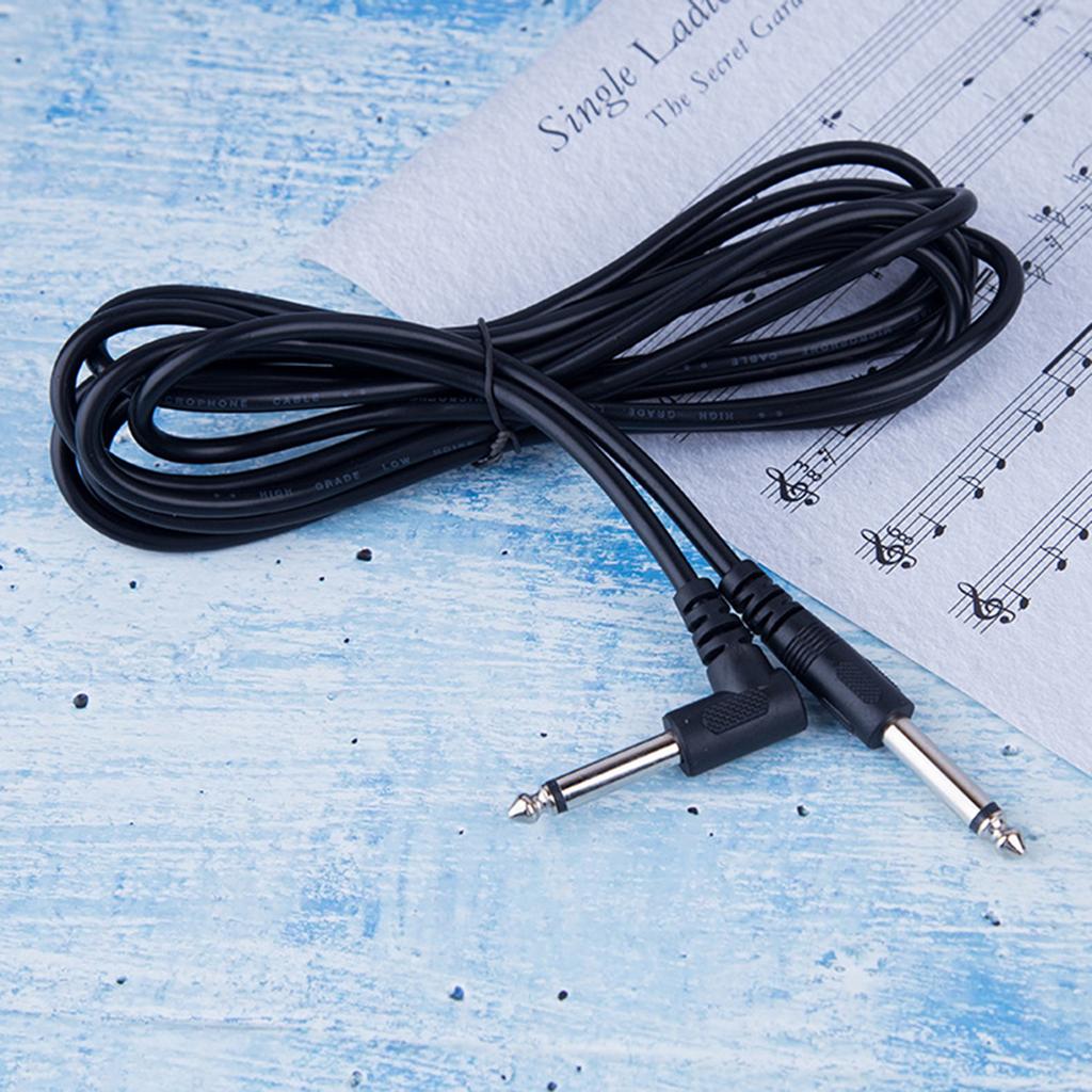 Guitar Instrument Cable Straight To Right-Angled Gold Plated 6.35mm Guitar Cord 3 Meter for Guitar Keyboards Mixers