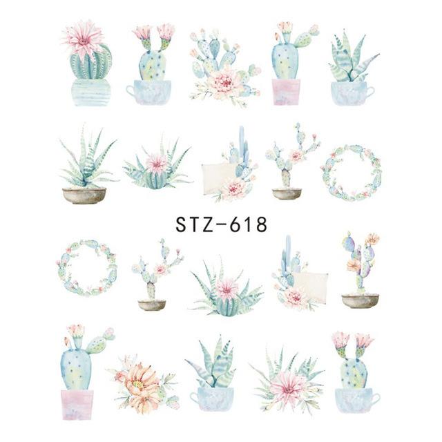 1 lapos vízáteresztő körömmatrica matrica körömdíszítés virág pillangó kaktusz levél geometria