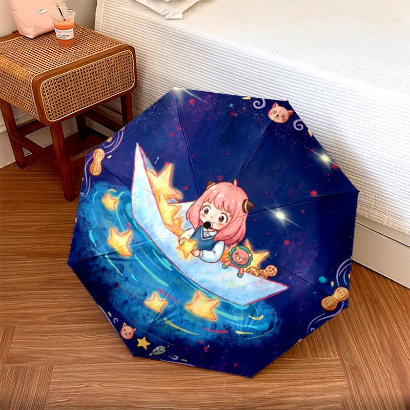 

1PC Automatic Folding Umbrella Anya Forger Pattern 8 Ribs Portable Foldable Travel Umbrella Christmas Birthday Gift