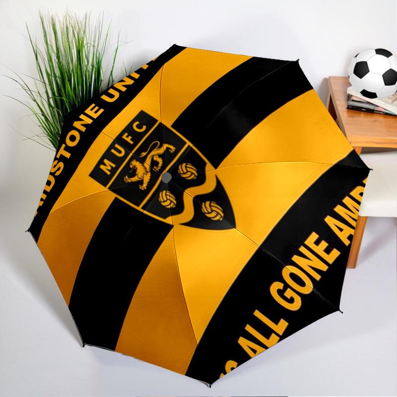 Football Crest Printed Automatic Umbrella, 8-Frame for Travel, camping, Casual Umbrella, Essential Gift for for family and friends