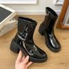 Fashion versatile comfortable platform casual Martin boots women 2025 autumn and winter new small thick heel thin boots women