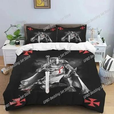 3D Print Medieval Knights Templar Bedding Set Bedroom Soft Modern Bedspreads Comefortable Duvet Cover Quilt Cover And Pillowcase