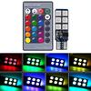 2X Auto Interior Decoration LED T10 W5W Atmosphere Car Light RGB Remote Controller Colorful Reading Door Side Marker Tail Backup