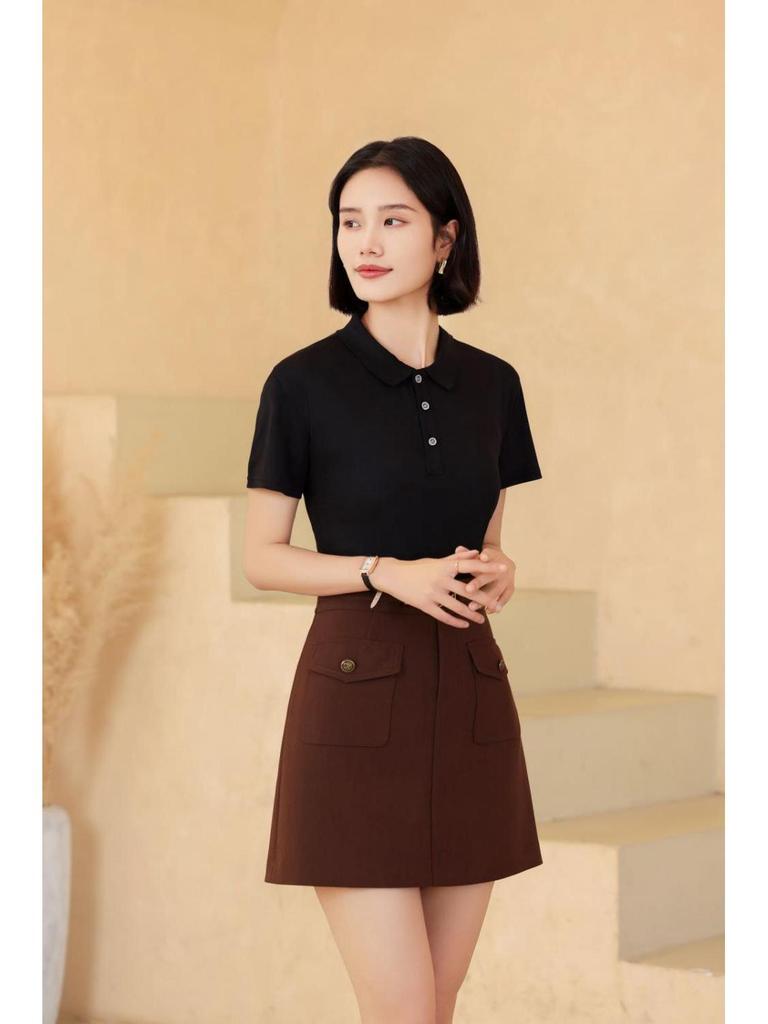 Kurzarm Umlegekragen Kundenspezifisches Poloshirt - Unifarbe, Werbe-T-Shirt, Arbeitskleidung Uniform, Doppelring-Schnalle.