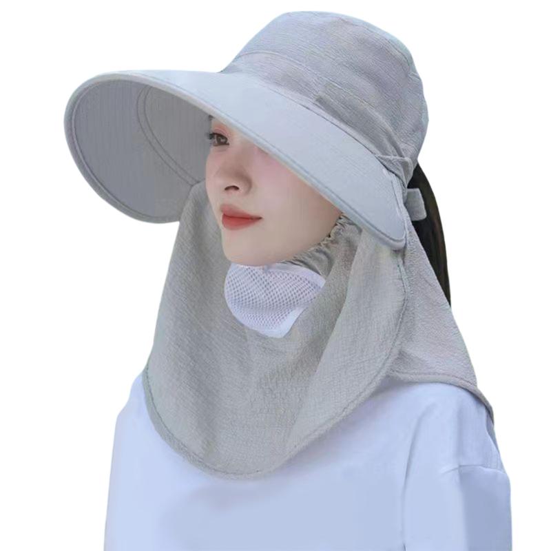 

Влагоотводящая шляпа с хвостиком для подростков и взрослых, солнцезащитная праздничная шляпа с маской для лица, солнцезащитная шляпа, удобная велосипедная шляпа серый