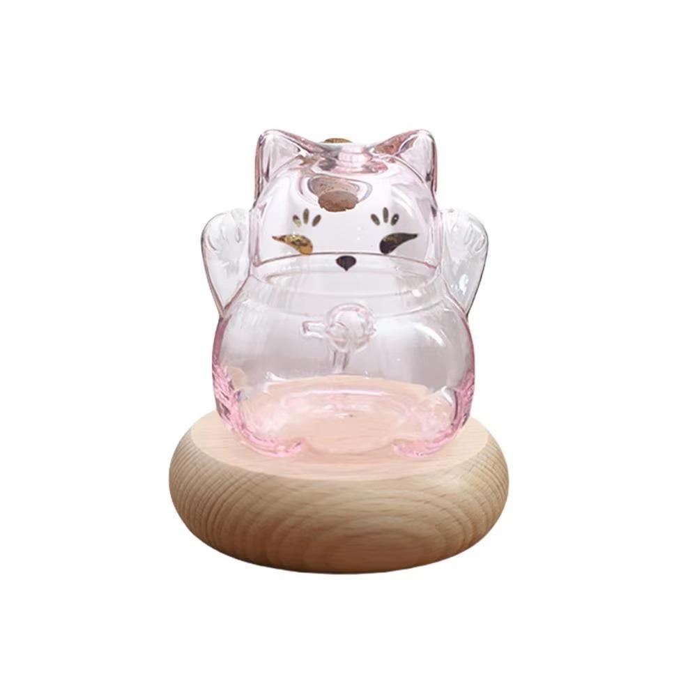 

Прозрачная стеклянная копилка в форме кошки, милый контейнер для золотых бобов, портативная стеклянная копилка для монет, офисный декор розовый
