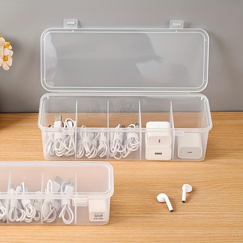 2pcs Plastic Versatile Cable Organizer Box Charger Cable Storage Organization Home Office Desktop Storage Containers Storage Box