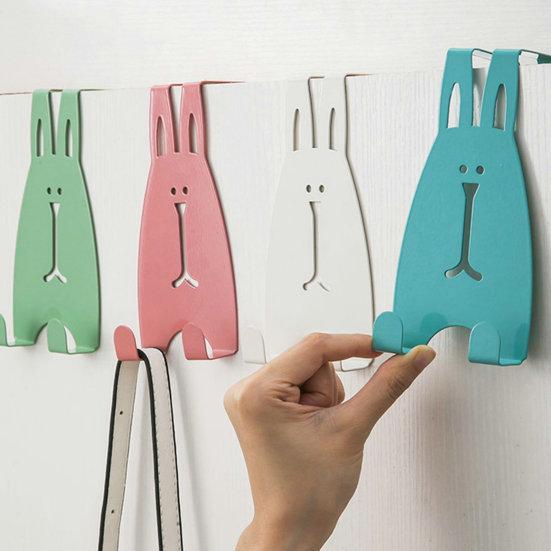 Punch Free Strong Load-bearing Wardrobe Hanger Cartoon Rabbit Door Back Hook Household Supplies