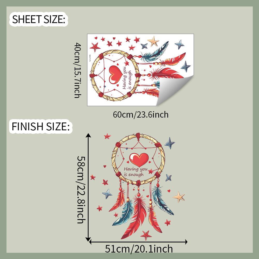 

Оптовая продажа красочных наклеек-ловцов снов из перьев в форме звезд для спален, гостиных, фойе, домашних фонов и украшения стен