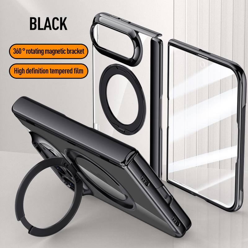 For iPhone Duo iPhone 18 Fold Case With Luxury Electroplating Hinge for Magsafe Magnetic Tempered Film Protection Cover Funda