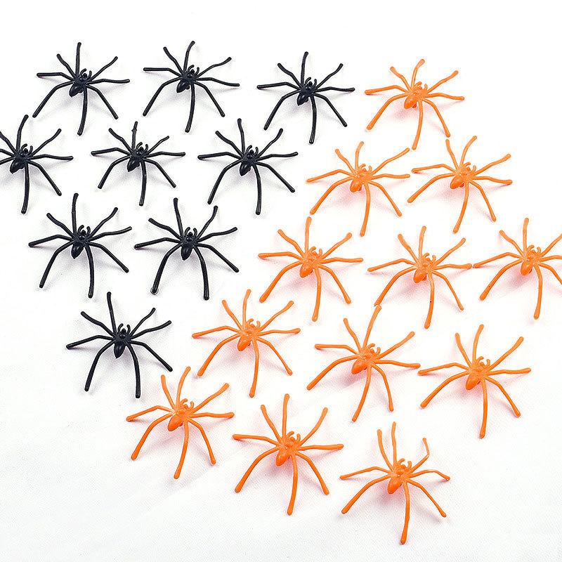 WTEMPO 100PCS Plastic Spiders Halloween Realistic Spiders Black Fake Spiders Small Spider Modle for Prank Haunted House Halloween Party Supplies