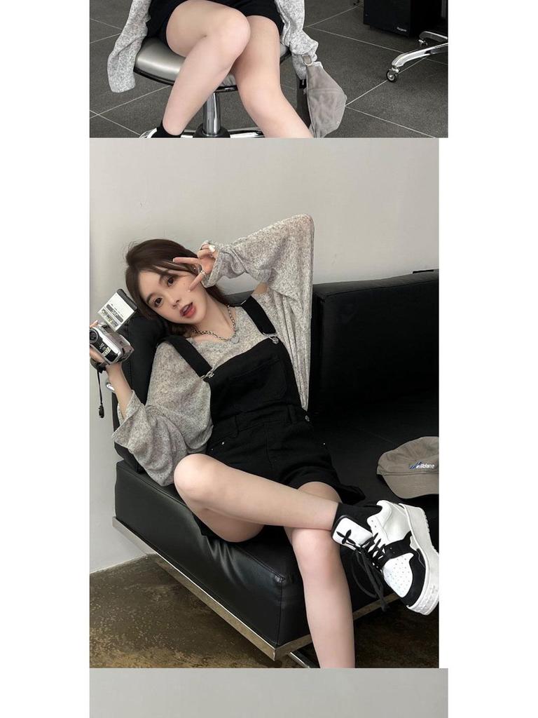 Women's Plus Size Slim-Fit Denim Overall Shorts - Stylish Summer A-line One-Piece for Petite Figures