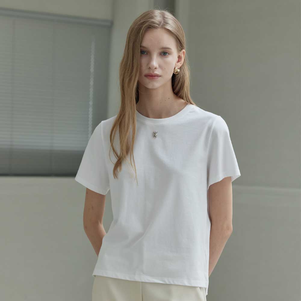 Hiikeu Silky Cotton Span T-Shirt_White