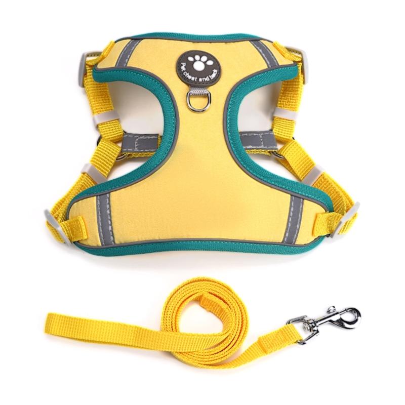 Pet Harness Adjustable Vest Reflective Stripes Breathable- Cloth Nighttime Walks XS жёлтый