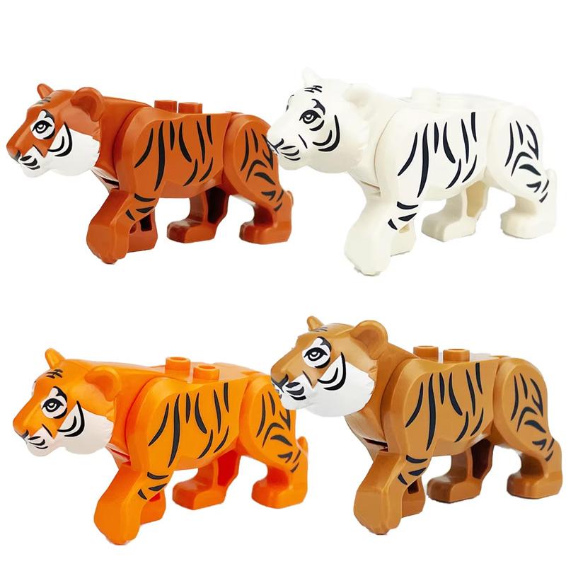 MOC Serie Granja Bosque Escena Crianza Animal Bloques de Construcción Lobo de la Jungla Montura Caballo Oso Marrón Blanco Panda Ladrillos DIY Juguetes para Niños
