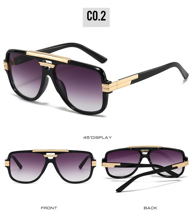 Trendy European-American Retro Square Frame Men's Metal Sunglasses