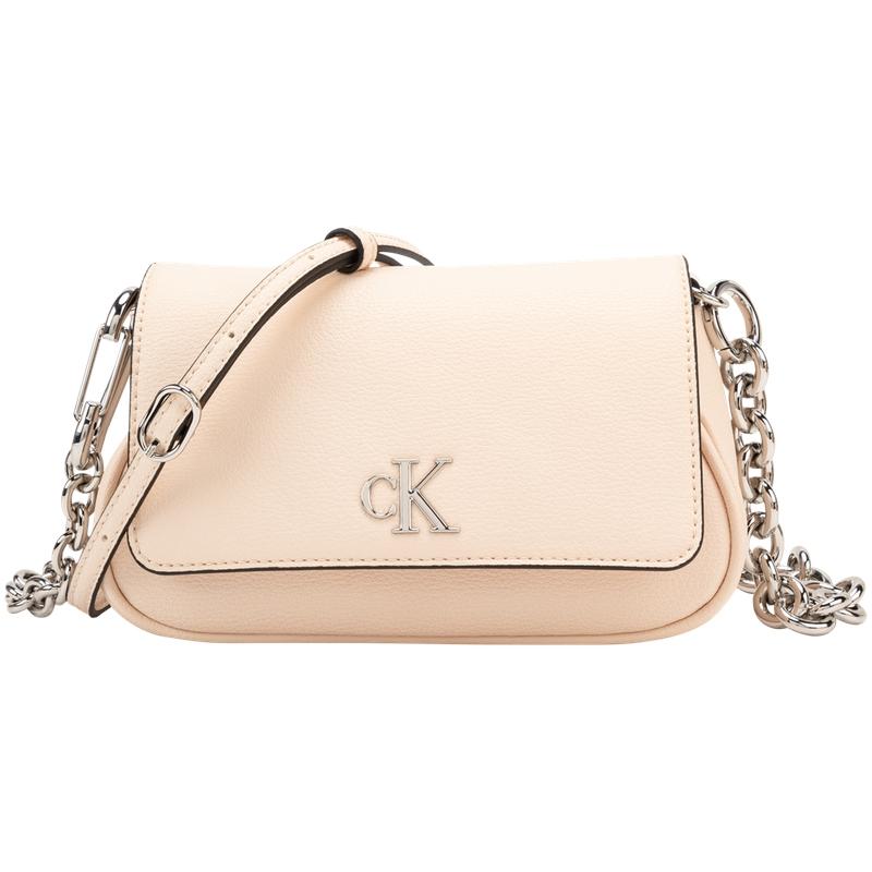 Calvin Klein Minimalist Metal Letter Commuter Flap Chain Saddle Bag Women Shoulder Bag Eggshell-Yellow 4K3034G-MTR MTR-Eggshell Yellow