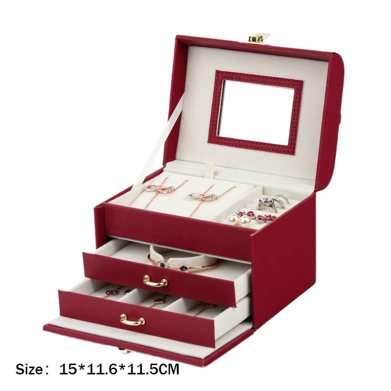 

Wedding Jewelry Organizer Box Necklace Display Boxes Multilayer Earrings Storage Case Valentines Gifts Rings Exhibition Cases красный