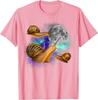 Three Snails Moon Galaxy Graphic Tee Funny Weird Mollusks Print Casual Short Sleeve T-Shirt For Men