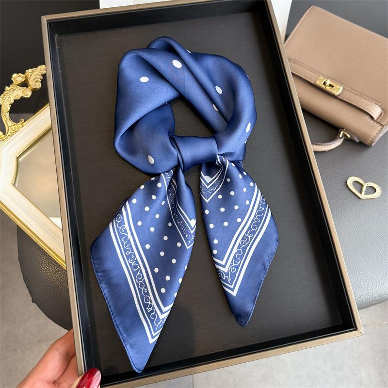 70Cm Dot Pattern Scarf Imitation Silk Square Scarf Women Neckerchief Female Luxury Square Scarves Satin Hijab Ribbon Bandana