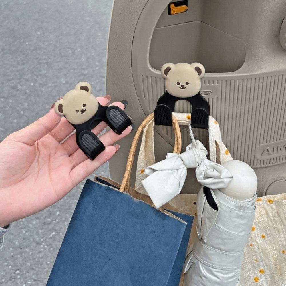 Clip On Double Hook Storage Rack Cartoon Electric Vehicle Hook Rack Shopping Bags