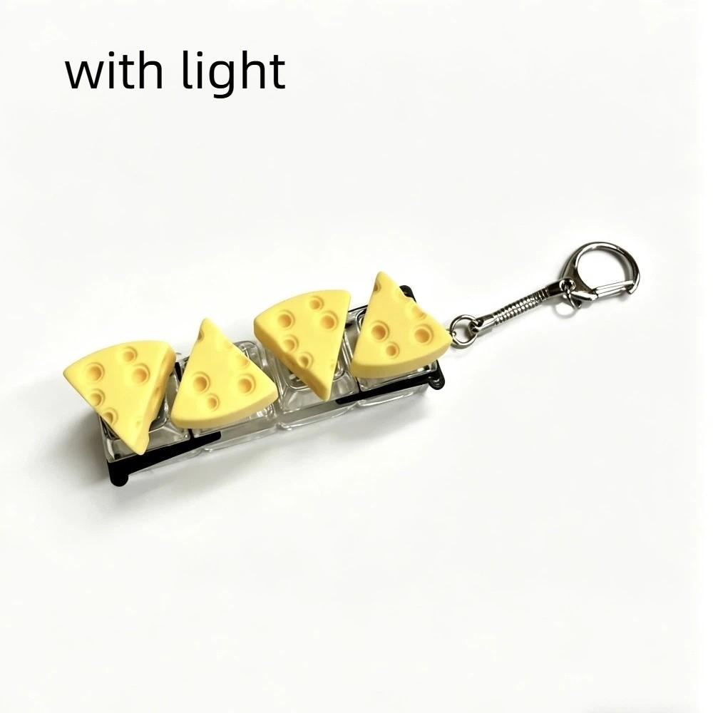 Finger Button 4 Key Mechanical Keychain Pressable Toy Mini Bread Model Pendant  Kids Gift