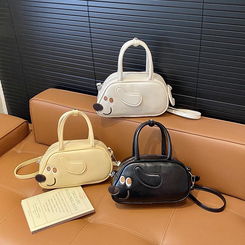 Women's Autumn Cartoon Dachshund Handbag: Versatile Single Shoulder & Crossbody Bag for Street Shopping