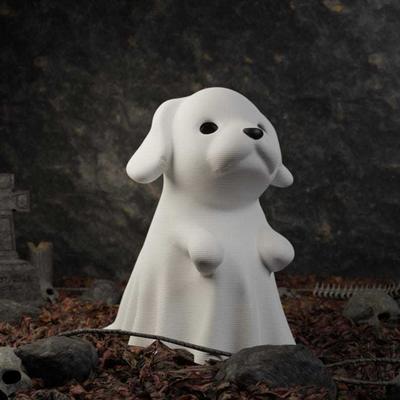 Halloween Ghost Figurine Cute Small Cat/Dog/Middle Finger Ghost Ornament 3D Printed White Ghost Tabletop Decoration for Home Decor
