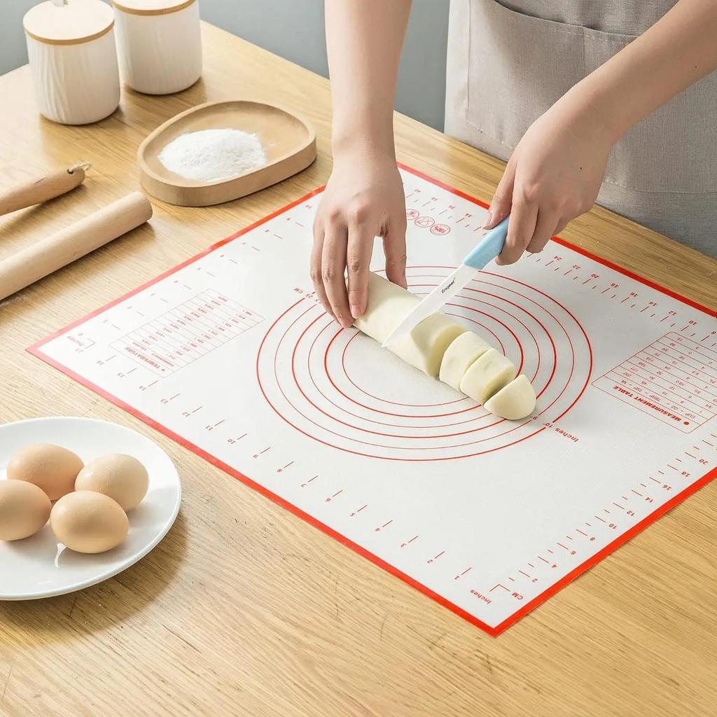 40*50cm Large Silicone Baking Mat Non Slip Pastry Dough Mat Pie Crust Rolling Mat Fondant Placemat Oven Liner with Measurement