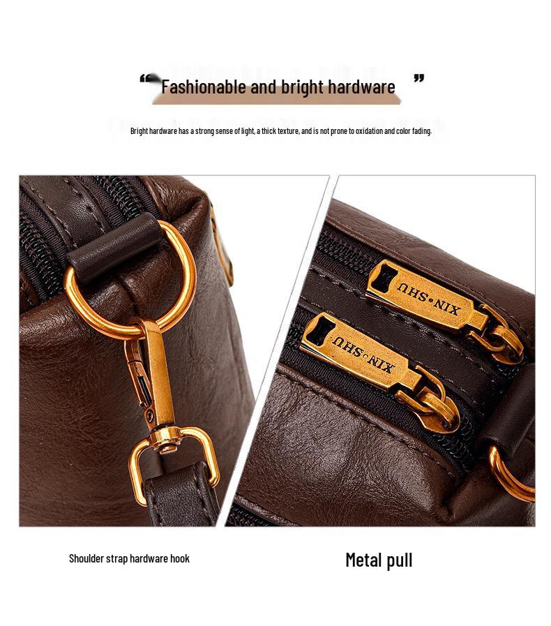 2025 Retro Ethnic Style Women's Genuine Leather Crossbody Bag for Middle-Aged Women