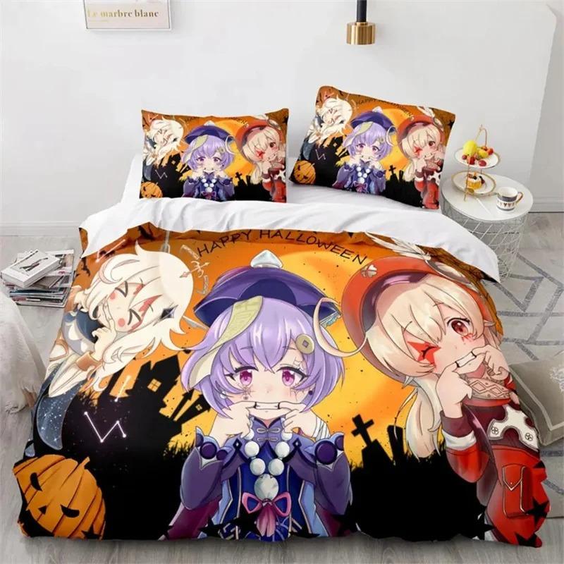 

Gaming Genshin Impact Hutao Cosplay Beding Set Bedrom Soft Modern Bedspreads Comefortable Soft Duvet Cover Comfortable Quilt Cover Pilowcase 100*200cm Single