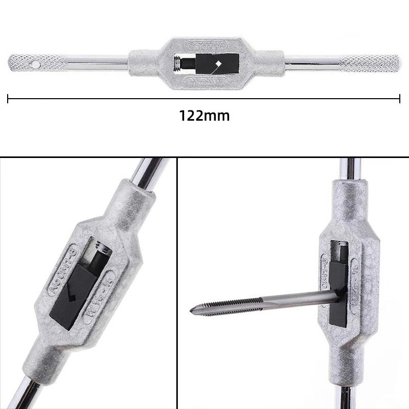 Adjustable M3-M12 T-Handle Ratchet Tap Holder Wrench Tap Wrench Drill Set Hand Tapping Tools Screw Thread Tap Drill Bit