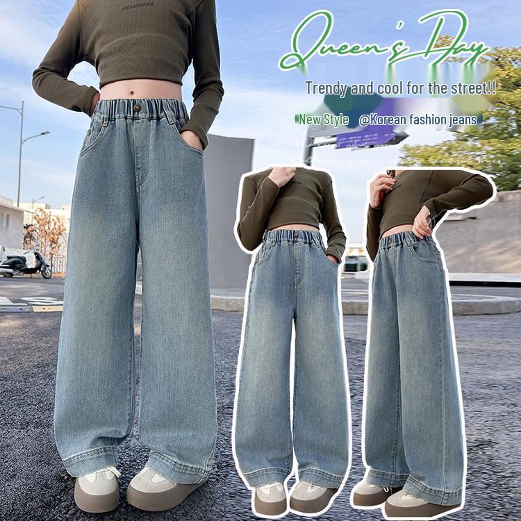 

Girls Spring Light Wide-Leg Jeans - Stylish Children s Clothing 130 cm