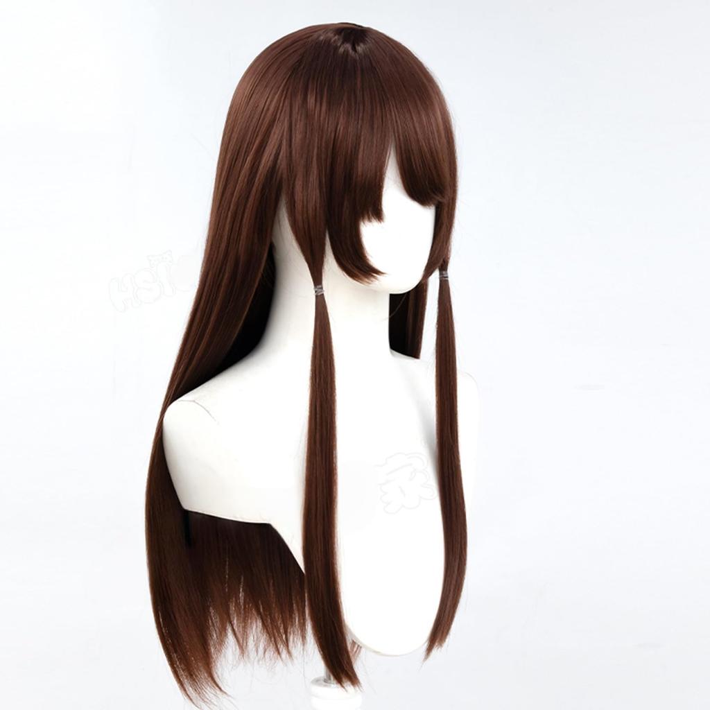 Reimu Hakurei Cosplay Wig, Brown Hair, Three Straight Ponytails, Heat Resistant, Costume Accessory for Disguise, Party, Halloween, Fancy Dress (Reimu