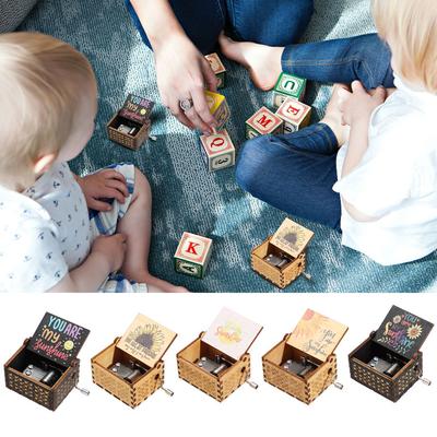 You Are My Sunshine Engraved Hand-Cranked Wooden Musical Box Suitable Gifts for Birthday Christmas Valentine's Day Thanksgiving