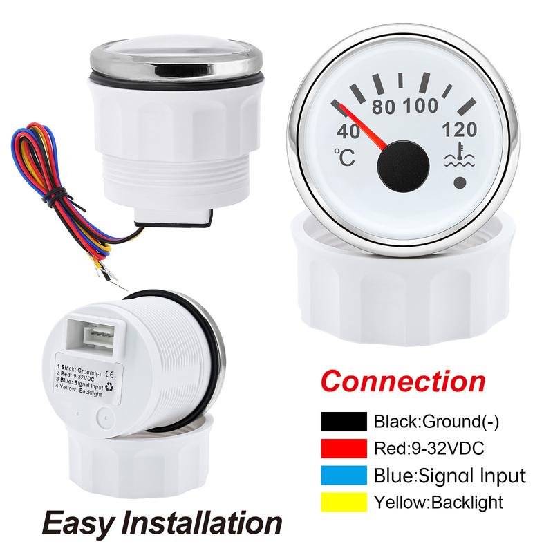 52mm Gauge + 10mm Sensor Car Motorcycle Pointer 40-120 Celsius Water Temp Gauge Temperature Meter Coolant Temperature Sensor