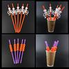 Halloween Cartoon Skull / Pumpkin Straws Halloween Holiday Bar Party Decor Home Party Decor 5pcs