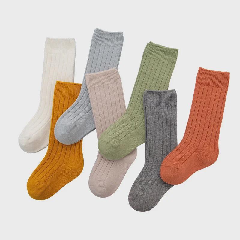 Trendy Spanish Children's Solid Color Mid-Long Socks for Babies, Students, and Sports Enthusiasts