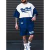 New Summer Men's Outdoor Sports Short Sleeve Breathable Suit Letter Pattern Design Leisure Fashion Street Style Two Piece Set