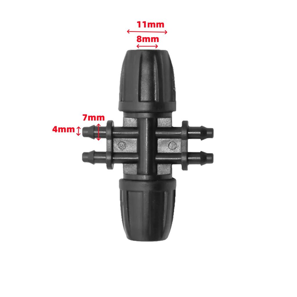 8/11mm Hose Interface Garden Water Connector Straight Elbow Tee 4/6-Way End Plug Joint Garden Greenhouse Irrigation Pipe Fitting