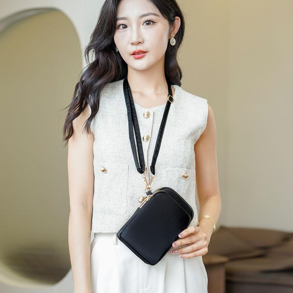 Bolsa para Celular Bolsa Transversal Feminina Mini Bolsa de Lona Versátil Estilo Vertical Ombro Único Porta-Chaves Porta-Moedas