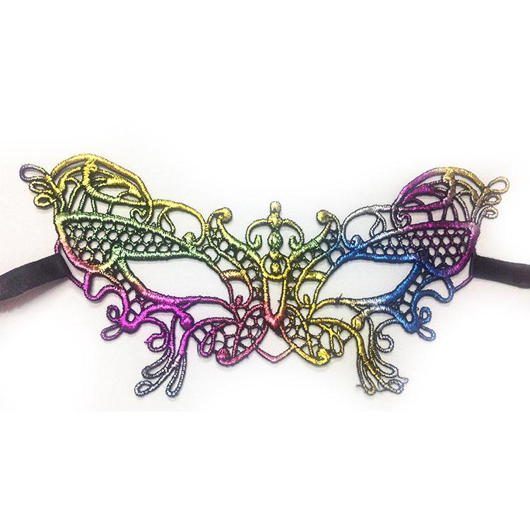 Sexy Cosplay New Halloween Colorful Bronzing Lace Eye Mask Sexy Masquerade Party Unshaped Mask Festival Supplies