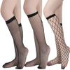 Women'S Black Fishnet Knee High Socks Stylish Black Hollow Out Mesh Stockings