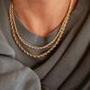 Gold Plated Chain Necklace Stainless Steel Chunky Chain Hip Hop Twisted Rope Chain  For Women Men