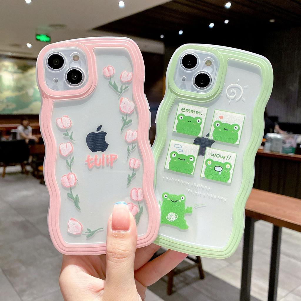 Cartoon Suitable for Iphone13promax Mobile Phone Case Apple 15 Transparent Cute Big Wave Protective Case