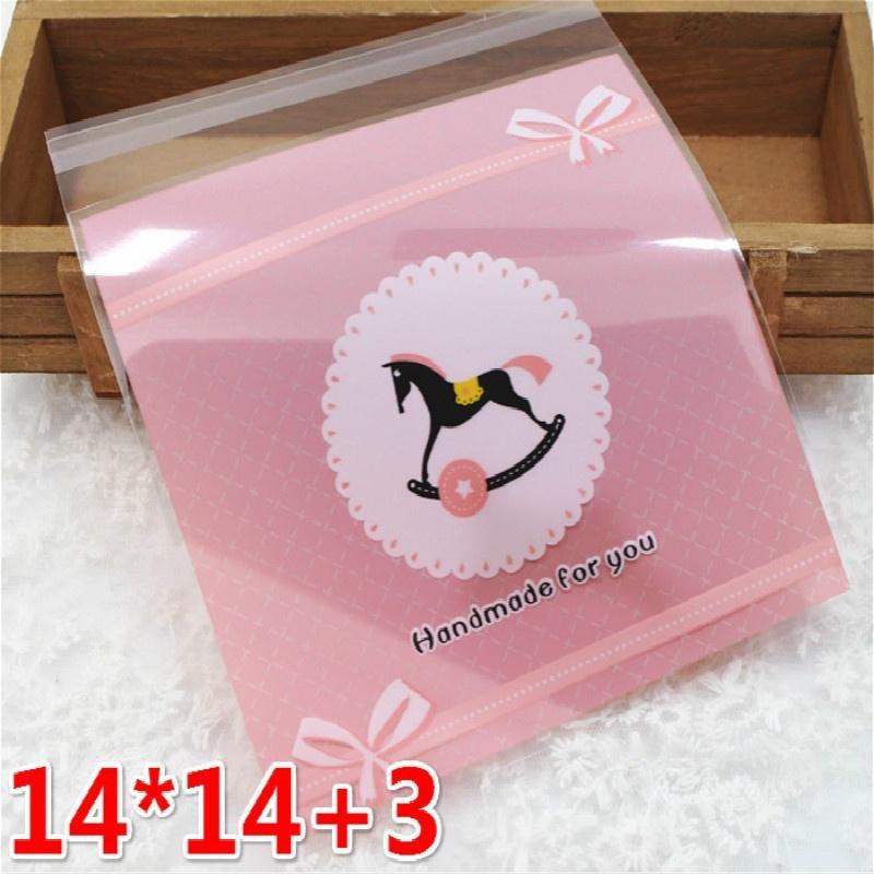 50 Pcs Baking Package Cookie Bag Cartoon Self-sealing Bag Handmade Soap Candy Snack Bag
