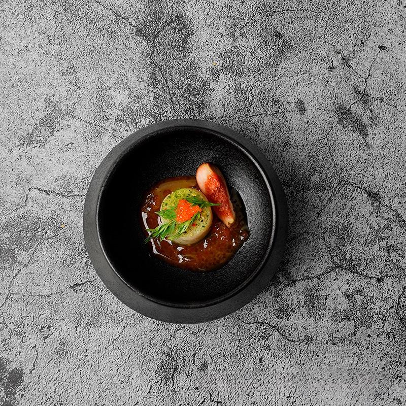Ruhan Black Frosted Enamel Serving Bowl